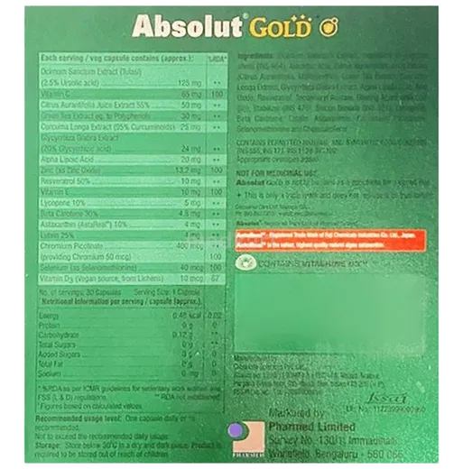 absolut gold capsule 10's